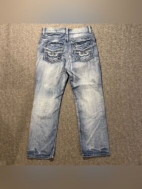 Helix Jeans Mens 32x30 blue Straight Fit 100% Cotton Faded Distressed Nice!